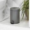 imagemDesign Pedal Bin  Metal Waste Bin with Pedal Lid and Plastic Bucket Insert  for Bathroom Kitchen and Office  3 Litre Household Rubbish Bin with Ergonomic Design  Graphite GreyGraphite Gray