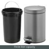 imagemDesign Pedal Bin  Metal Waste Bin with Pedal Lid and Plastic Bucket Insert  for Bathroom Kitchen and Office  3 Litre Household Rubbish Bin with Ergonomic Design  Graphite GreyGraphite Gray