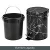 imagemDesign Pedal Bin  Metal Waste Bin with Pedal Lid and Plastic Bucket Insert  for Bathroom Kitchen and Office  3 Litre Household Rubbish Bin with Ergonomic Design  Graphite GreyBlack Marble