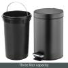 imagemDesign Pedal Bin  Metal Waste Bin with Pedal Lid and Plastic Bucket Insert  for Bathroom Kitchen and Office  3 Litre Household Rubbish Bin with Ergonomic Design  Graphite GreyBlack