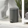 imagemDesign Pedal Bin  Metal Waste Bin with Pedal Lid and Plastic Bucket Insert  for Bathroom Kitchen and Office  3 Litre Household Rubbish Bin with Ergonomic Design  Graphite GreyGraphite Gray