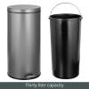 imagemDesign Pedal Bin  Metal Waste Bin with Pedal Lid and Plastic Bucket Insert  for Bathroom Kitchen and Office  3 Litre Household Rubbish Bin with Ergonomic Design  Graphite GreyGraphite Gray