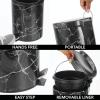 imagemDesign Pedal Bin  Metal Waste Bin with Pedal Lid and Plastic Bucket Insert  for Bathroom Kitchen and Office  3 Litre Household Rubbish Bin with Ergonomic Design  Graphite GreyBlack Marble