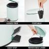 imagemDesign Pedal Bin  Metal Waste Bin with Pedal Lid and Plastic Bucket Insert  for Bathroom Kitchen and Office  3 Litre Household Rubbish Bin with Ergonomic Design  Graphite GreyMint Green