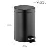imagemDesign Pedal Bin  Metal Waste Bin with Pedal Lid and Plastic Bucket Insert  for Bathroom Kitchen and Office  3 Litre Household Rubbish Bin with Ergonomic Design  Graphite GreyBlack