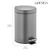 imagemDesign Pedal Bin  Metal Waste Bin with Pedal Lid and Plastic Bucket Insert  for Bathroom Kitchen and Office  3 Litre Household Rubbish Bin with Ergonomic Design  Graphite GreyGraphite Gray