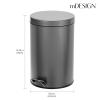 imagemDesign Pedal Bin  Metal Waste Bin with Pedal Lid and Plastic Bucket Insert  for Bathroom Kitchen and Office  3 Litre Household Rubbish Bin with Ergonomic Design  Graphite GreyGraphite Gray