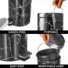 imagemDesign Pedal Bin  Metal Waste Bin with Pedal Lid and Plastic Bucket Insert  for Bathroom Kitchen and Office  3 Litre Household Rubbish Bin with Ergonomic Design  Graphite GreyBlack Marble