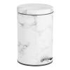 imagemDesign Pedal Bin  Metal Waste Bin with Pedal Lid and Plastic Bucket Insert  for Bathroom Kitchen and Office  3 Litre Household Rubbish Bin with Ergonomic Design  Graphite GreyWhite Marble