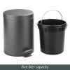imagemDesign Pedal Bin  Metal Waste Bin with Pedal Lid and Plastic Bucket Insert  for Bathroom Kitchen and Office  3 Litre Household Rubbish Bin with Ergonomic Design  Graphite GreyGraphite Gray