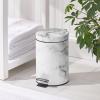 imagemDesign Pedal Bin  Metal Waste Bin with Pedal Lid and Plastic Bucket Insert  for Bathroom Kitchen and Office  3 Litre Household Rubbish Bin with Ergonomic Design  Graphite GreyWhite Marble