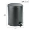 imagemDesign Pedal Bin  Metal Waste Bin with Pedal Lid and Plastic Bucket Insert  for Bathroom Kitchen and Office  3 Litre Household Rubbish Bin with Ergonomic Design  Graphite GreyGraphite Gray