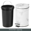 imagemDesign Pedal Bin  Metal Waste Bin with Pedal Lid and Plastic Bucket Insert  for Bathroom Kitchen and Office  3 Litre Household Rubbish Bin with Ergonomic Design  Graphite GreyWhite Marble