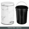 imagemDesign Pedal Bin  Metal Waste Bin with Pedal Lid and Plastic Bucket Insert  for Bathroom Kitchen and Office  3 Litre Household Rubbish Bin with Ergonomic Design  Graphite GreyWhite Marble