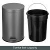imagemDesign Pedal Bin  Metal Waste Bin with Pedal Lid and Plastic Bucket Insert  for Bathroom Kitchen and Office  3 Litre Household Rubbish Bin with Ergonomic Design  Graphite GreyGraphite Gray