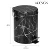 imagemDesign Pedal Bin  Metal Waste Bin with Pedal Lid and Plastic Bucket Insert  for Bathroom Kitchen and Office  3 Litre Household Rubbish Bin with Ergonomic Design  Graphite GreyBlack Marble