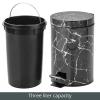 imagemDesign Pedal Bin  Metal Waste Bin with Pedal Lid and Plastic Bucket Insert  for Bathroom Kitchen and Office  3 Litre Household Rubbish Bin with Ergonomic Design  Graphite GreyBlack Marble