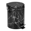imagemDesign Pedal Bin  Metal Waste Bin with Pedal Lid and Plastic Bucket Insert  for Bathroom Kitchen and Office  3 Litre Household Rubbish Bin with Ergonomic Design  Graphite GreyBlack Marble