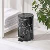 imagemDesign Pedal Bin  Metal Waste Bin with Pedal Lid and Plastic Bucket Insert  for Bathroom Kitchen and Office  3 Litre Household Rubbish Bin with Ergonomic Design  Graphite GreyBlack Marble