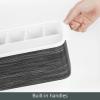imagemDesign Plastic Cutlery Storage Organizer Caddy Tote Bin with Handles for Kitchen Cabinet or Pantry  Holds Forks Knives Spoons Napkins  Indoor or Outdoor Use Woven Accent  WhiteGraphite GrayWhiteGraphite