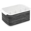imagemDesign Plastic Cutlery Storage Organizer Caddy Tote Bin with Handles for Kitchen Cabinet or Pantry  Holds Forks Knives Spoons Napkins  Indoor or Outdoor Use Woven Accent  WhiteGraphite GrayWhiteGraphite