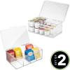 imagemDesign Plastic Stackable Divided Storage Organizer with Lid for Tea Bags and Coffee Pods in Kitchen Cabinet Countertop Ligne Collection Includes 1 Tea Organizer and 1 Coffee Pod Organizer Clear