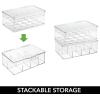 imagemDesign Plastic Stackable Divided Storage Organizer with Lid for Tea Bags and Coffee Pods in Kitchen Cabinet Countertop Ligne Collection Includes 1 Tea Organizer and 1 Coffee Pod Organizer Clear