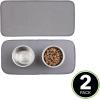 imagemDesign Premium Quality Microfiber Polyester Pet Food and Water Bowl Feeding Mat for Dogs  Ultra Absorbent Reversible Placemat  Folds for Compact Storage  Small 2 Pack  Pewter GrayIvory