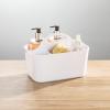 imagemDesign Small Plastic ShowerBath Storage Organizer Caddy Tote with Handle  Dorm Shelf Cabinet  Soap Shampoo Conditioner Combs Brushes Lumiere Collection 2 Pack White