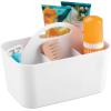 imagemDesign Small Plastic ShowerBath Storage Organizer Caddy Tote with Handle  Dorm Shelf Cabinet  Soap Shampoo Conditioner Combs Brushes Lumiere Collection 2 Pack White