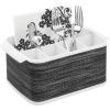 imagemDesign Plastic Cutlery Storage Organizer Caddy Tote Bin with Handles for Kitchen Cabinet or Pantry  Holds Forks Knives Spoons Napkins  Indoor or Outdoor Use Woven Accent  WhiteGraphite GrayWhiteGraphite