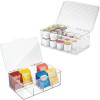 imagemDesign Plastic Stackable Divided Storage Organizer with Lid for Tea Bags and Coffee Pods in Kitchen Cabinet Countertop Ligne Collection Includes 1 Tea Organizer and 1 Coffee Pod Organizer Clear