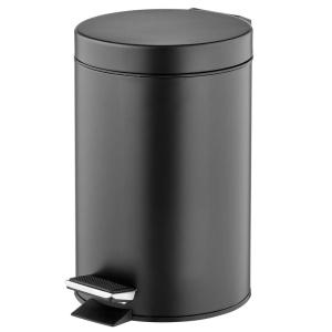 imagemDesign Pedal Bin  Metal Waste Bin with Pedal Lid and Plastic Bucket Insert  for Bathroom Kitchen and Office  3 Litre Household Rubbish Bin with Ergonomic Design  Graphite GreyBlack