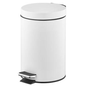 imagemDesign Pedal Bin  Metal Waste Bin with Pedal Lid and Plastic Bucket Insert  for Bathroom Kitchen and Office  3 Litre Household Rubbish Bin with Ergonomic Design  Graphite GreyWhite