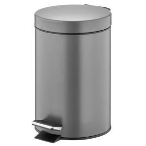 imagemDesign Pedal Bin  Metal Waste Bin with Pedal Lid and Plastic Bucket Insert  for Bathroom Kitchen and Office  3 Litre Household Rubbish Bin with Ergonomic Design  Graphite GreyGraphite Gray