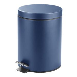imagemDesign Pedal Bin  Metal Waste Bin with Pedal Lid and Plastic Bucket Insert  for Bathroom Kitchen and Office  3 Litre Household Rubbish Bin with Ergonomic Design  Graphite GreyNavy