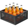 imagemDesign Medium Decorative Wooden Crate Storage Box Rustic Pine Wood Organizer Bin Basket wBuiltIn Handles for Kitchen Pantry Cupboard Cabinet Counter Home Sort Collection  Black Pine