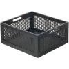 imagemDesign Medium Decorative Wooden Crate Storage Box Rustic Pine Wood Organizer Bin Basket wBuiltIn Handles for Kitchen Pantry Cupboard Cabinet Counter Home Sort Collection  Black Pine