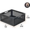 imagemDesign Medium Decorative Wooden Crate Storage Box Rustic Pine Wood Organizer Bin Basket wBuiltIn Handles for Kitchen Pantry Cupboard Cabinet Counter Home Sort Collection  Black Pine