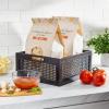 imagemDesign Medium Decorative Wooden Crate Storage Box Rustic Pine Wood Organizer Bin Basket wBuiltIn Handles for Kitchen Pantry Cupboard Cabinet Counter Home Sort Collection  Black Pine