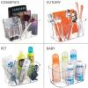imagemDesign Plastic Makeup Storage Organizer Caddy Tote Divided Basket Bin Handle for Bathroom Holds Eyeshadow Palettes Nail Polish Brushes Shower Essentials Small Lumiere Collection  Clear