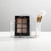 imagemDesign Plastic Makeup Storage Organizer Caddy Tote Divided Basket Bin Handle for Bathroom Holds Eyeshadow Palettes Nail Polish Brushes Shower Essentials Small Lumiere Collection  Clear