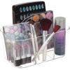 imagemDesign Plastic Makeup Storage Organizer Caddy Tote Divided Basket Bin Handle for Bathroom Holds Eyeshadow Palettes Nail Polish Brushes Shower Essentials Small Lumiere Collection  Clear