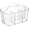 imagemDesign Plastic Makeup Storage Organizer Caddy Tote Divided Basket Bin Handle for Bathroom Holds Eyeshadow Palettes Nail Polish Brushes Shower Essentials Small Lumiere Collection  Clear