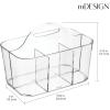 imagemDesign Plastic Makeup Storage Organizer Caddy Tote Divided Basket Bin Handle for Bathroom Holds Eyeshadow Palettes Nail Polish Brushes Shower Essentials Small Lumiere Collection  Clear