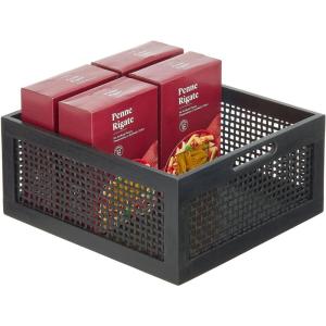 imagemDesign Medium Decorative Wooden Crate Storage Box Rustic Pine Wood Organizer Bin Basket wBuiltIn Handles for Kitchen Pantry Cupboard Cabinet Counter Home Sort Collection  Black Pine