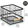 imagemDesign Metal Wire Rustic Farmhouse Large Food Organizer Stackable Storage Bin Basket with Bamboo Wood Handle for Kitchen Pantry Shelf Cabinet or Cupboard  2 Pack  BlackNatural