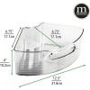 imagemDesign Plastic Lazy Susan Cabinet Storage Bin with Front Handle for Kitchen Countertop Pantry Shelf Fridge Organization  Hold Food Drinks Snacks  Ligne Collection  Smoke Gray Tint