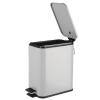 imagemDesign Slim Metal Rectangle 13 Gallon5 Liter Trash Can with Step Pedal EasyClose Lid Removable Liner  Narrow Wastebasket Garbage Container Bin for Bathroom Bedroom Kitchen  Black MarbleMatte Gray
