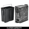 imagemDesign Slim Metal Rectangle 13 Gallon5 Liter Trash Can with Step Pedal EasyClose Lid Removable Liner  Narrow Wastebasket Garbage Container Bin for Bathroom Bedroom Kitchen  Black MarbleBlack Marble